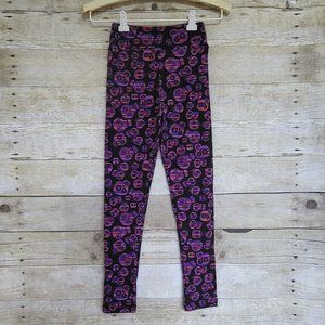 NWT LuLaRoe Tween Leggings - Purple & Orange Sugar Skulls on Black